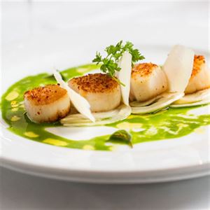 Wild Canadian Scallops with Salsa Verde - Chef Recipe Laurent Cambon